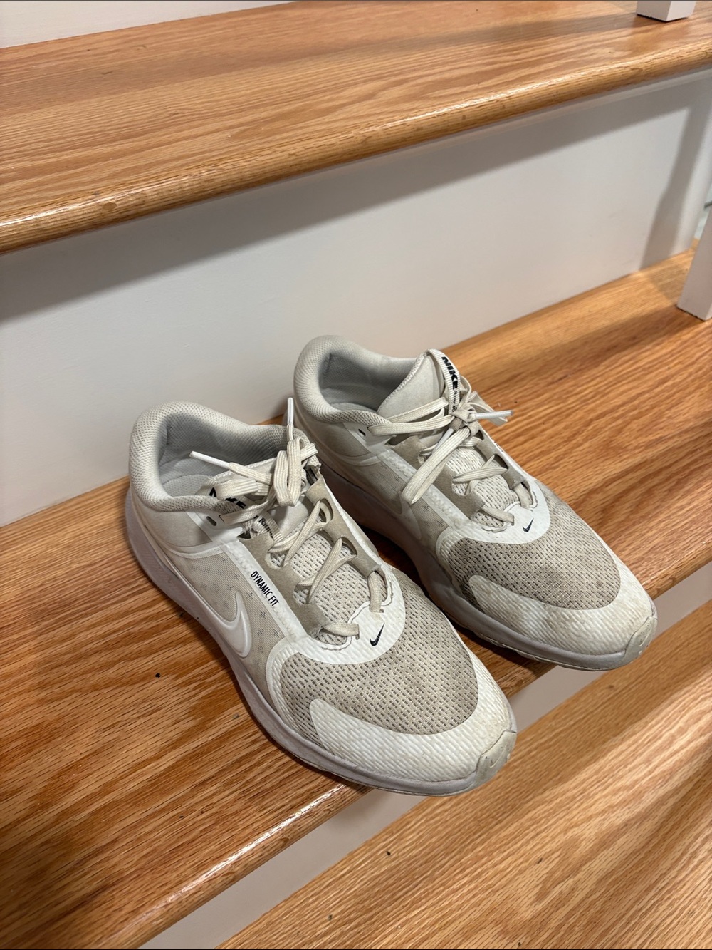 Nike Off-White and Light Gray Athletic Sneakers